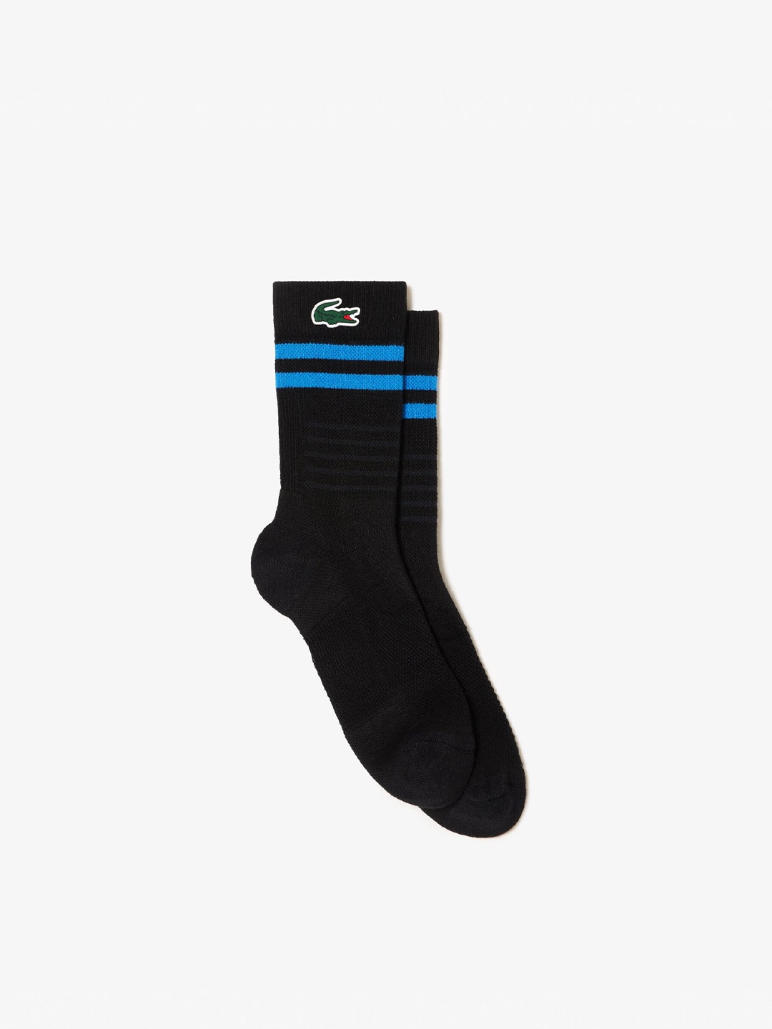 

Lacoste Striped Calf-Length Socks, Black