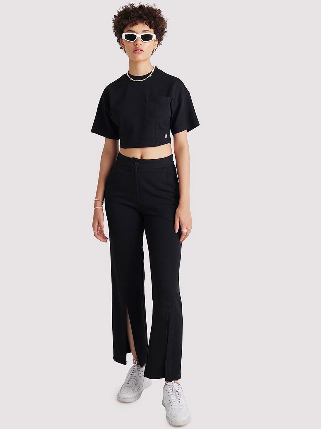 

Muvazo Women Custom Straight Fit Cotton Trousers, Black
