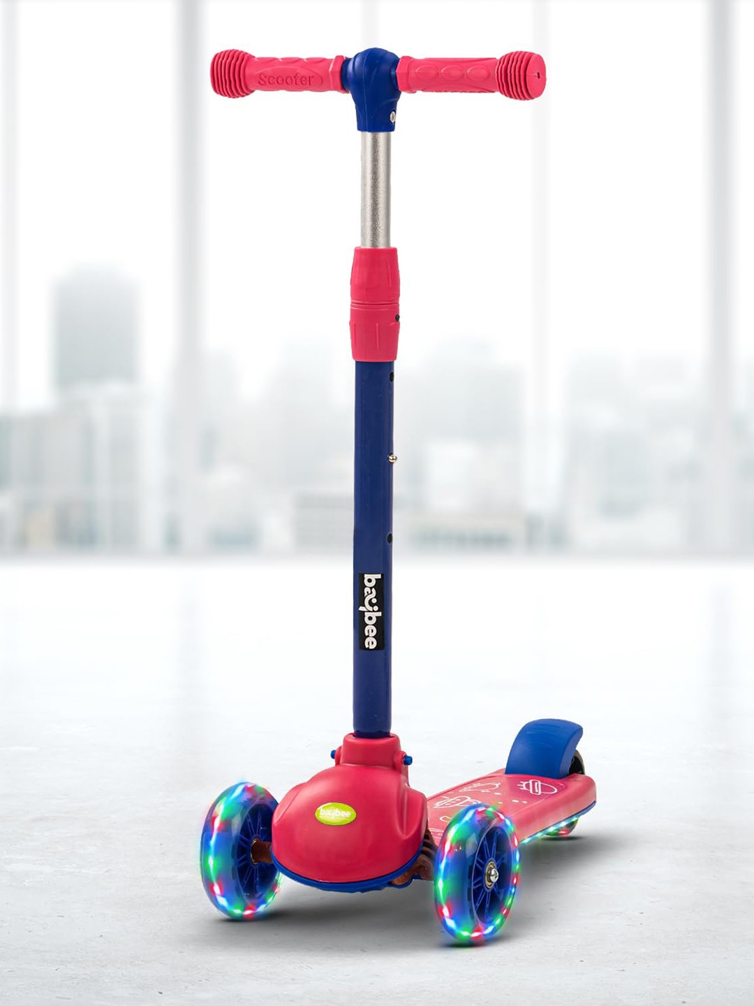 BAYBEE Kids Blaze Storm Skate Scooter, Pink
