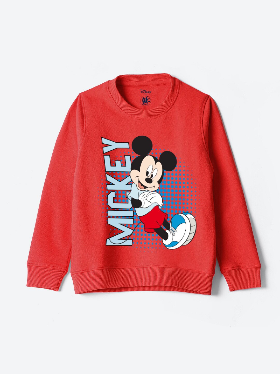 

YK Disney Boys Mickey Mouse Printed Pure Cotton Pullover, Red