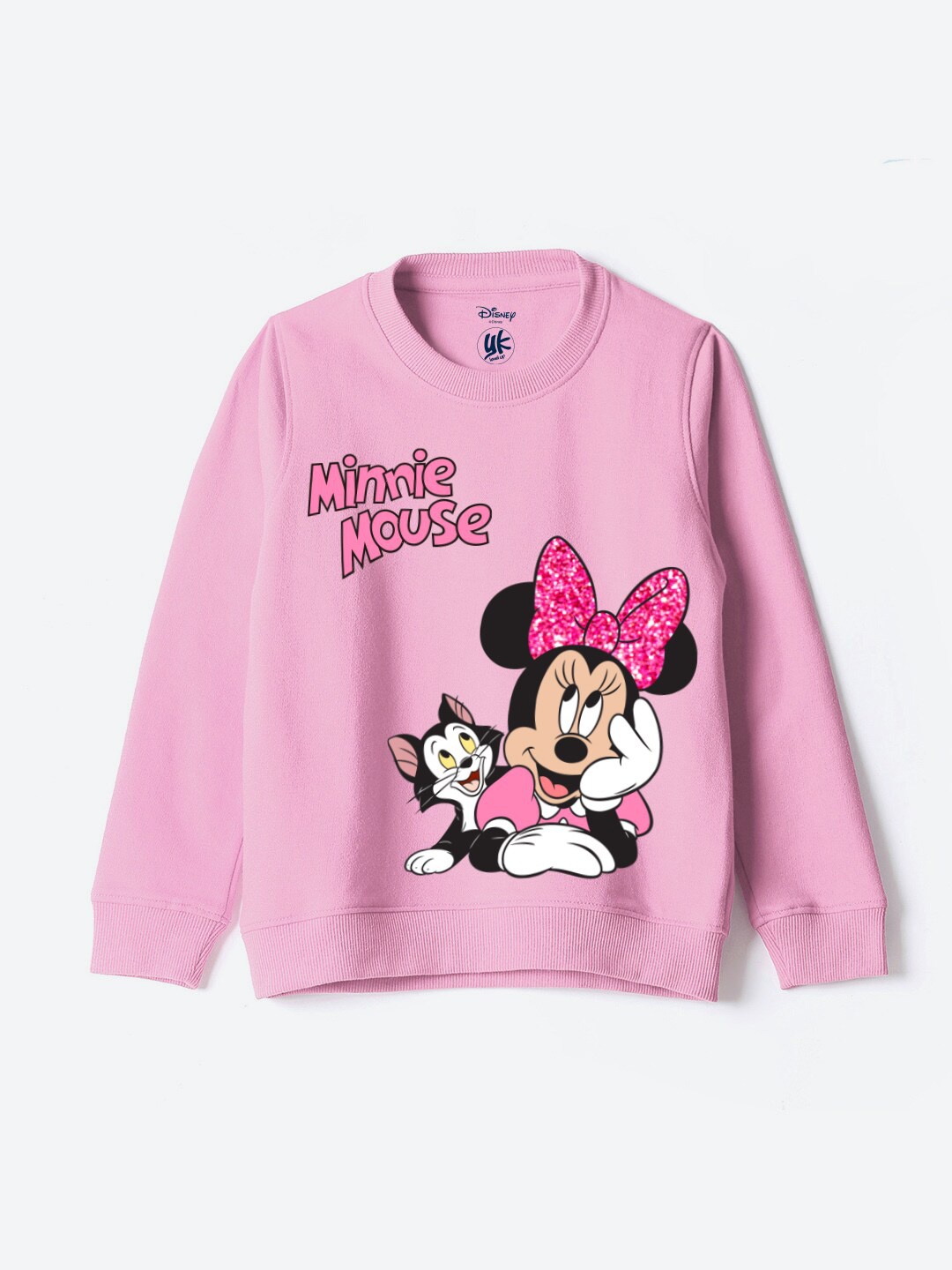 

YK Disney Girls Minnie Mouse Printed Pure Cotton Pullover, Pink
