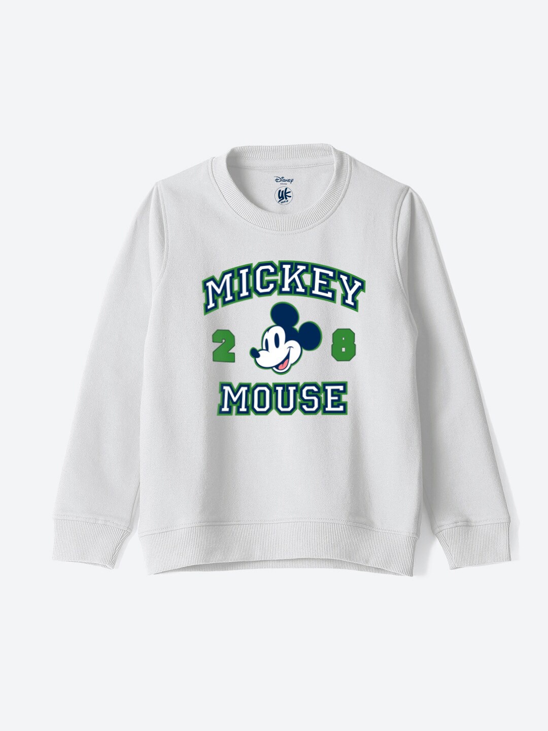 

YK Disney Boys Mickey Mouse Printed Pure Cotton Pullover, White