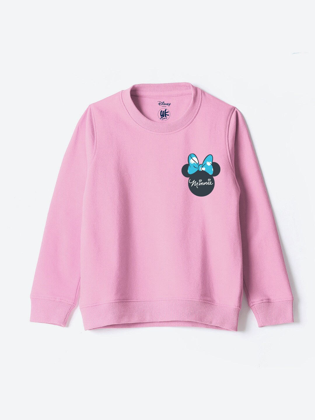 

YK Disney Girls Minnie Mouse Printed Pure Cotton Pullover, Pink