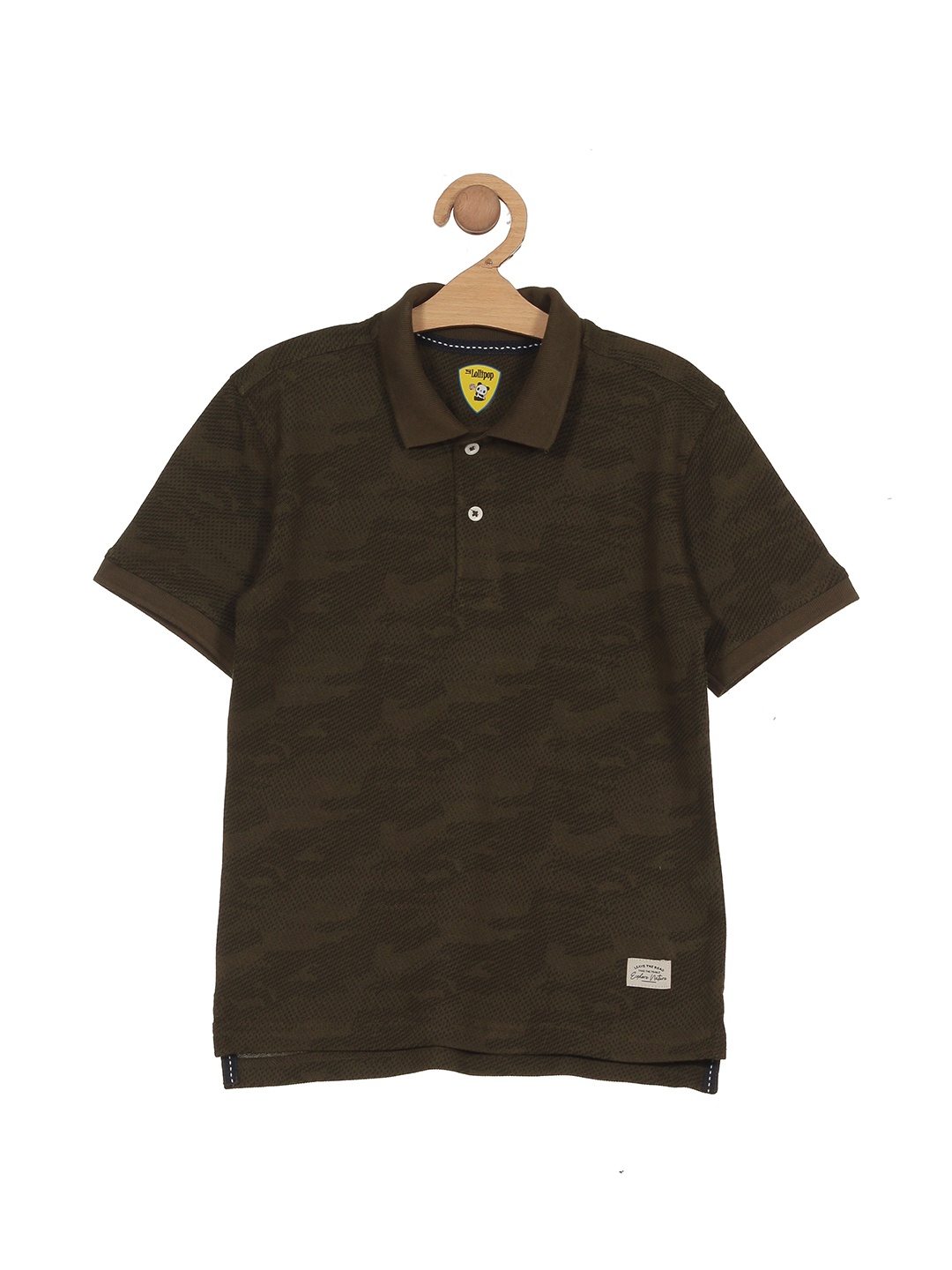 

Lil Lollipop Boys Camouflage Polo Collar Pure Cotton T-shirt, Green