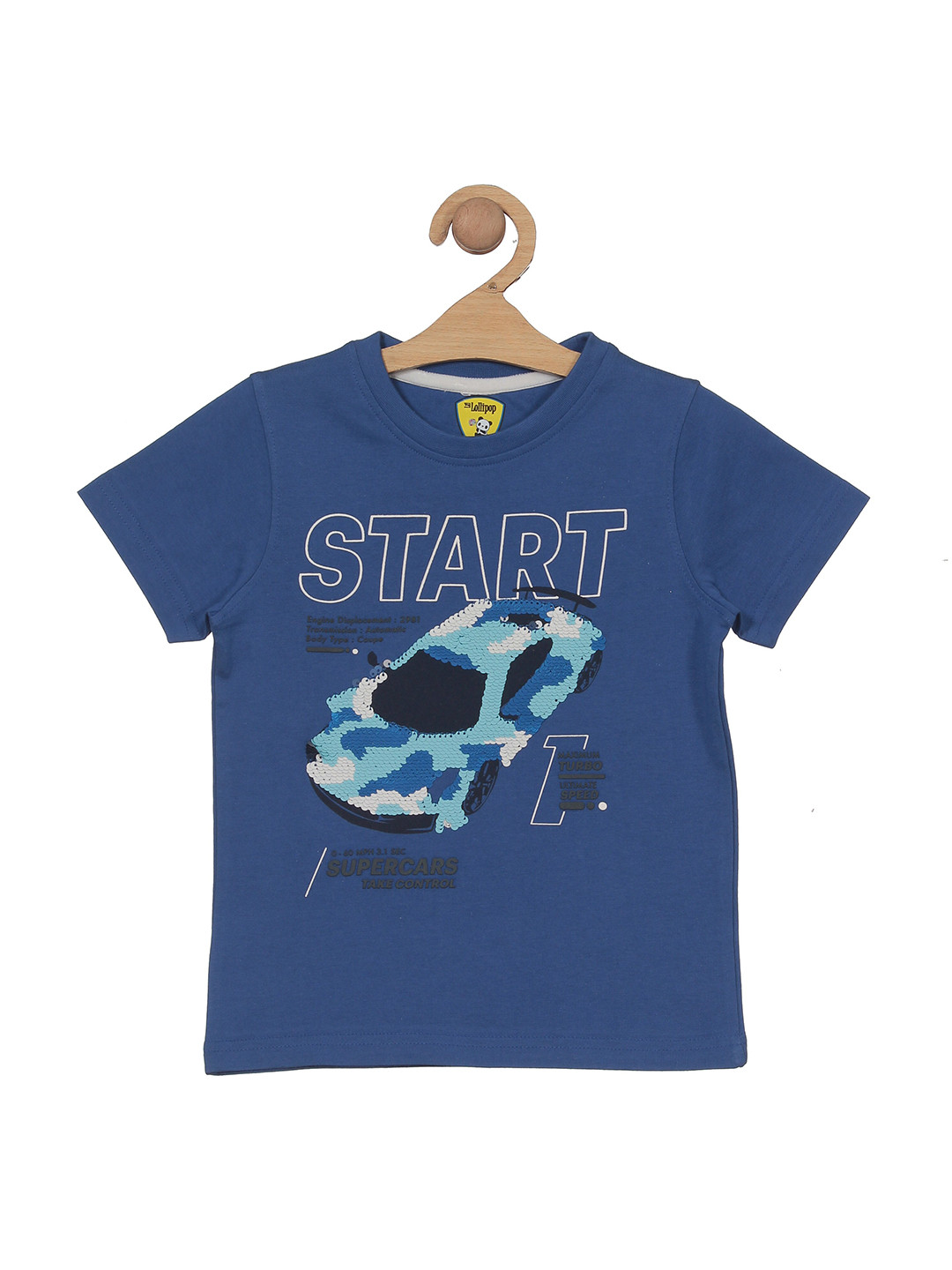 

Lil Lollipop Kids Graphic Printed Round Neck Pure Cotton T-shirt, Blue