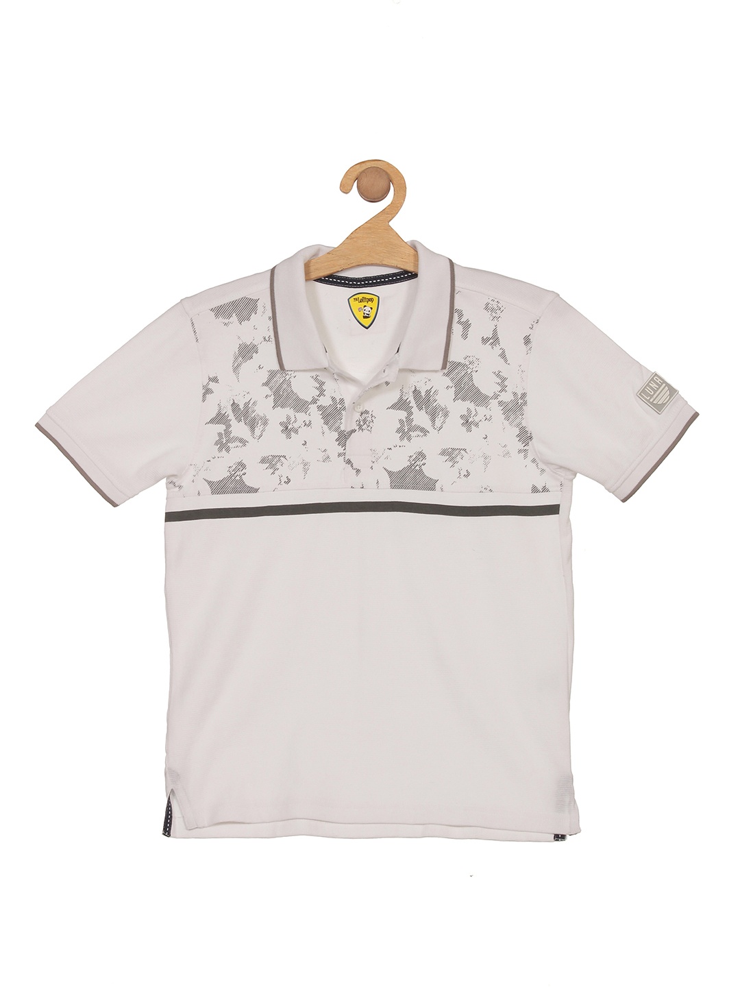 

Lil Lollipop Boys Abstract Printed Polo Collar Pure Cotton T-shirt, Beige