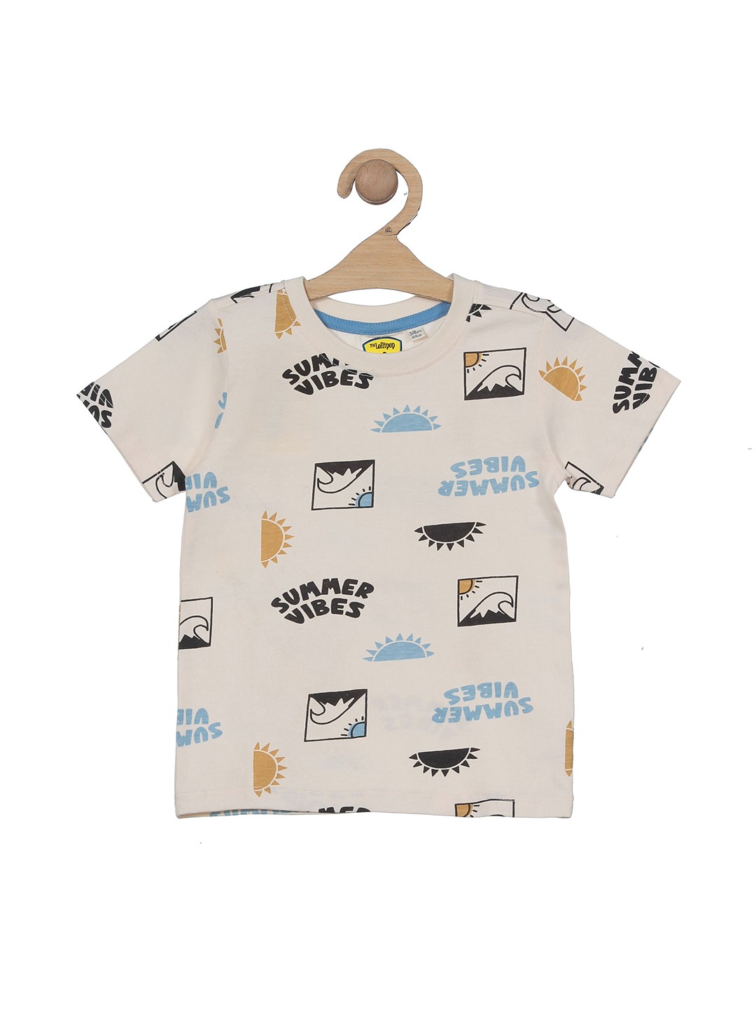 

Lil Lollipop Kids Conversational Printed Pure Cotton T-shirt, Cream