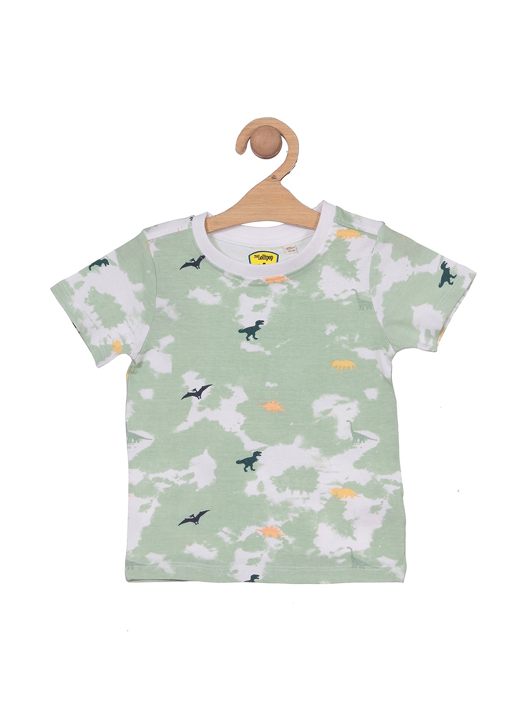 

Lil Lollipop Kids Conversational Printed Cotton T-shirt, Green