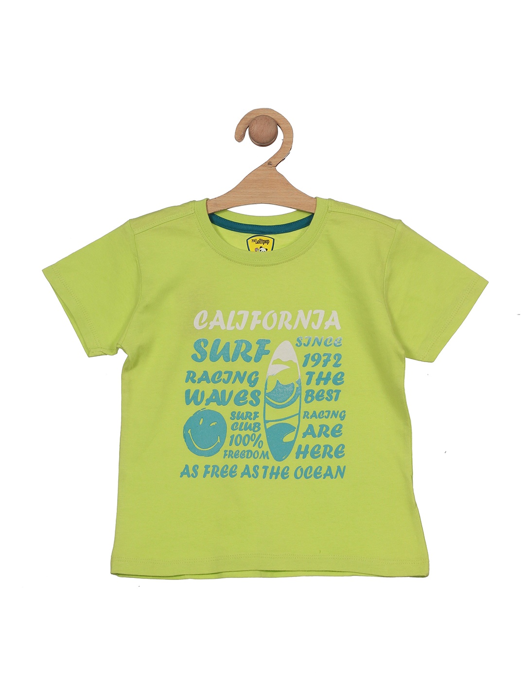 

Lil Lollipop Kids Typography Printed Pure Cotton T-shirt, Green