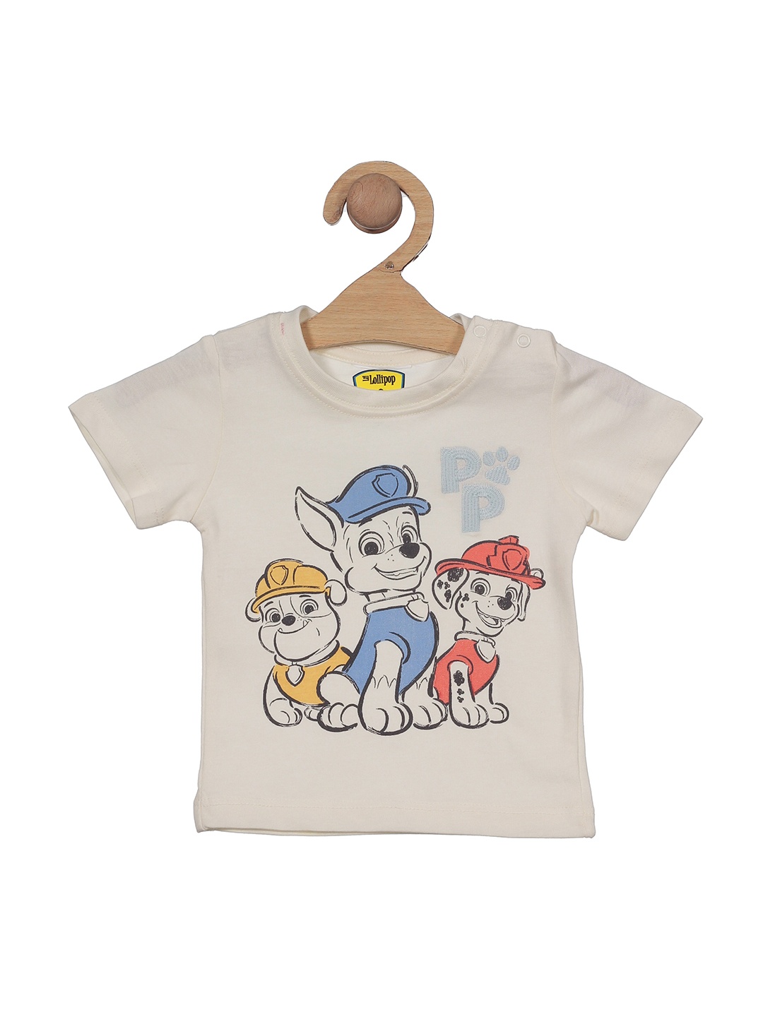 

Lil Lollipop Kids Graphic Printed Round Neck Cotton T-shirt, Cream