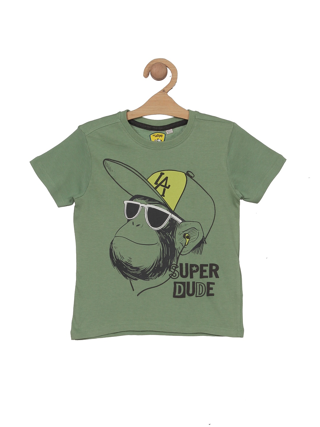 

Lil Lollipop Kids Printed Pure Cotton T-shirt, Green