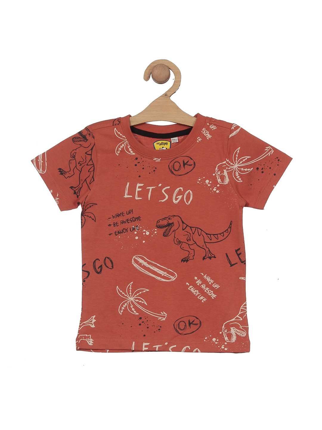 

Lil Lollipop Kids Conversational Printed Pure Cotton T-shirt, Rust