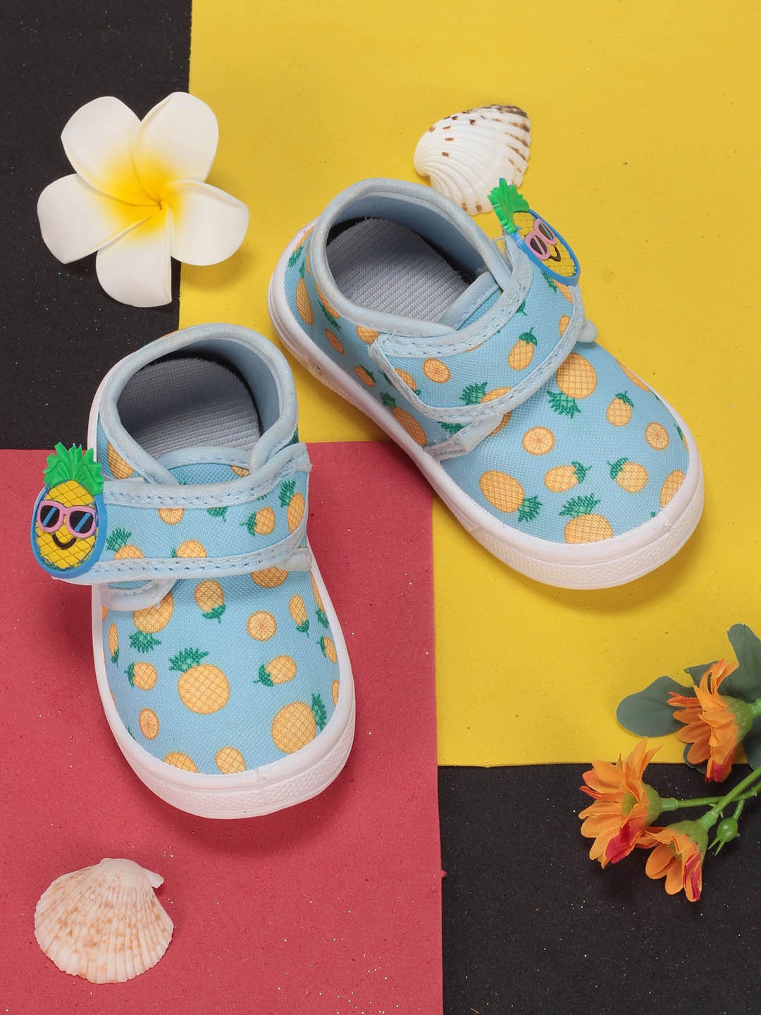 

Lil Lollipop Infants Pineapple Printed Musical Velcro Sneakers, Blue