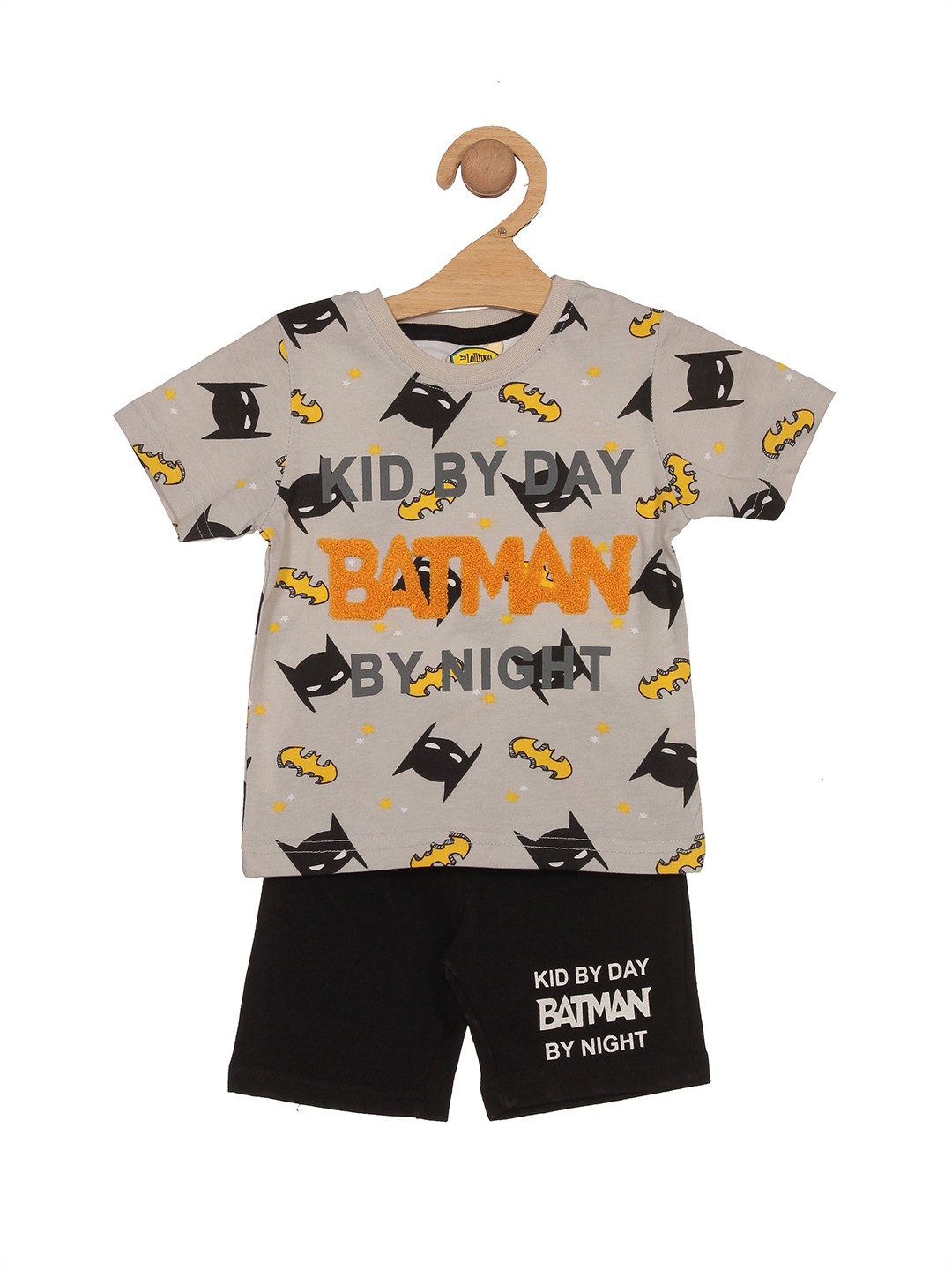

Lil Lollipop Boys Printed Pure Cotton Clothing Set, Grey