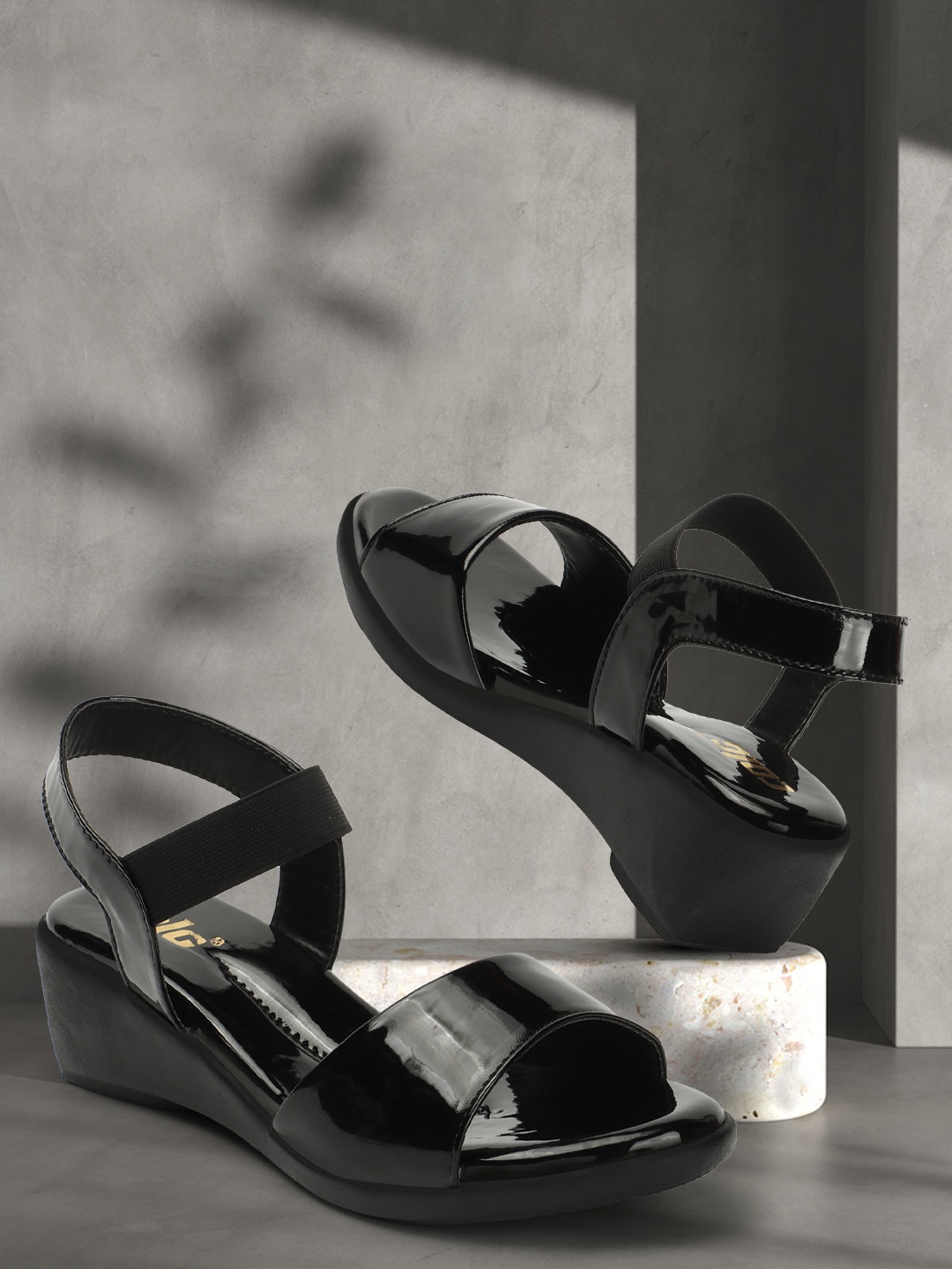 Colo Open Toe Comfort Heels, Black