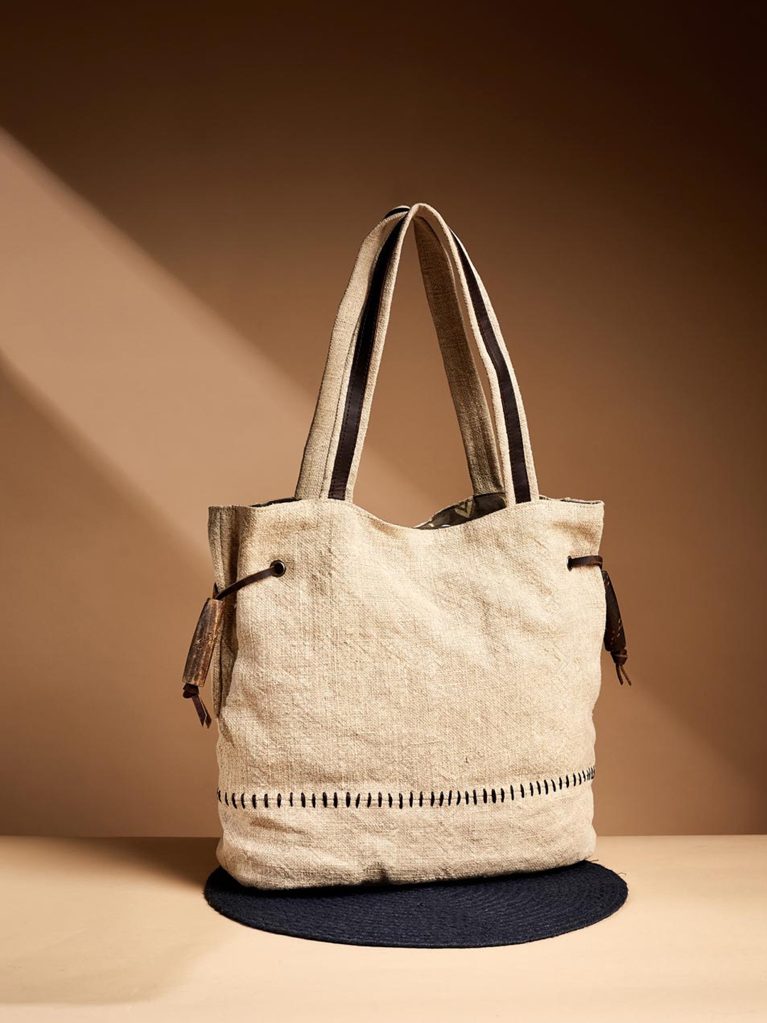 

Fabindia Textured Structured Jute Tote Bag, Beige