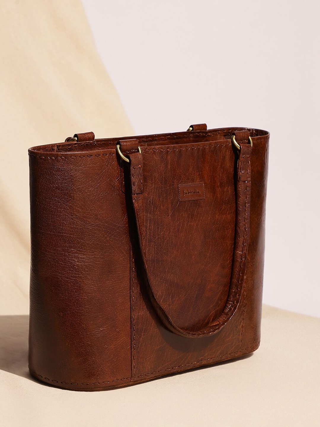 

Fabindia Leather Structured Shoulder Bag, Brown