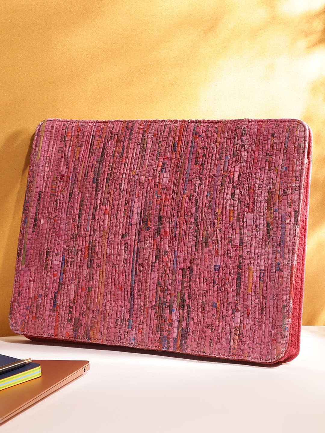

Fabindia Textured Paper Laptop Sleeve, Pink