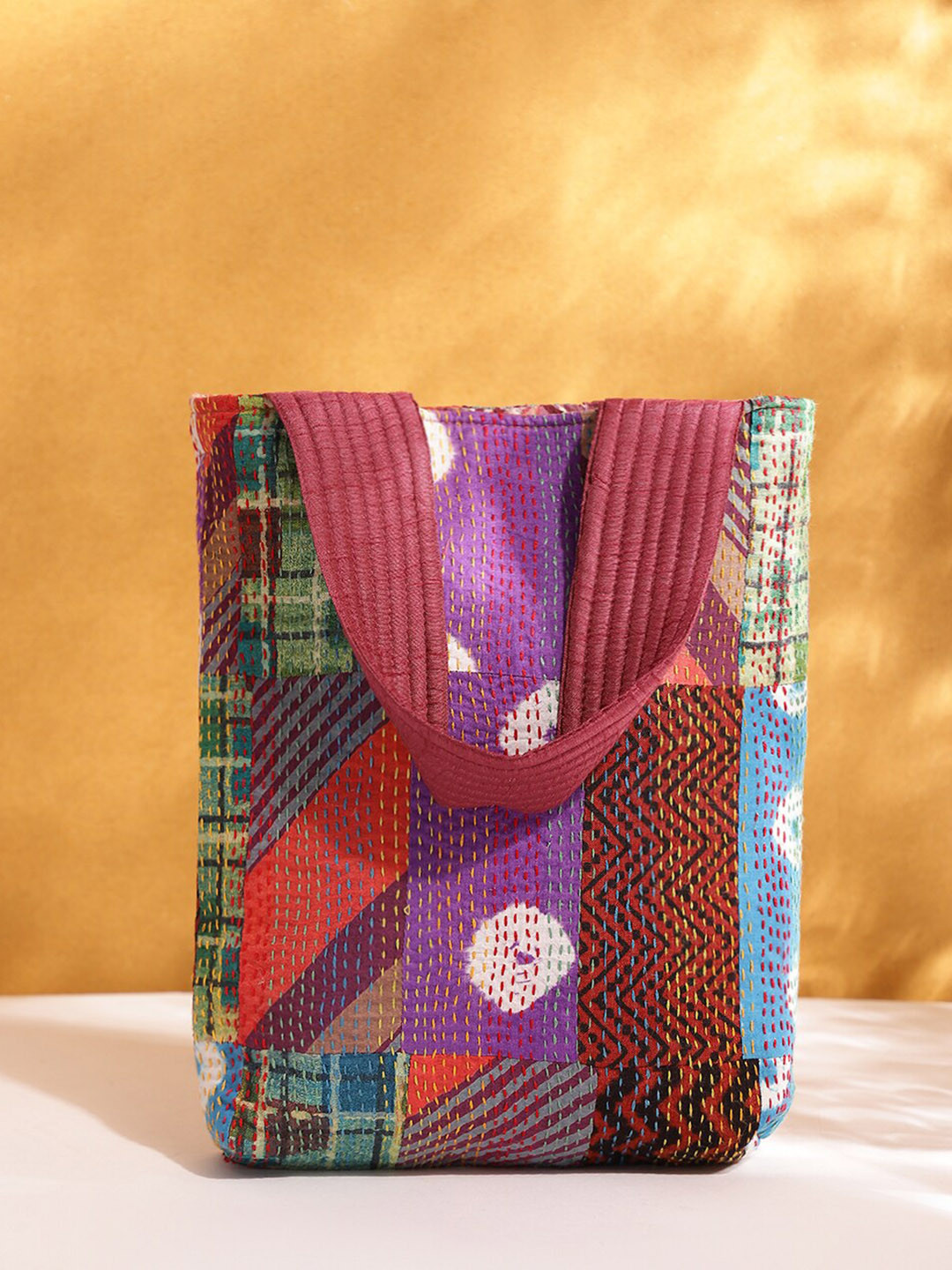 

Fabindia Printed Structured Fabric Sling Bag, Purple