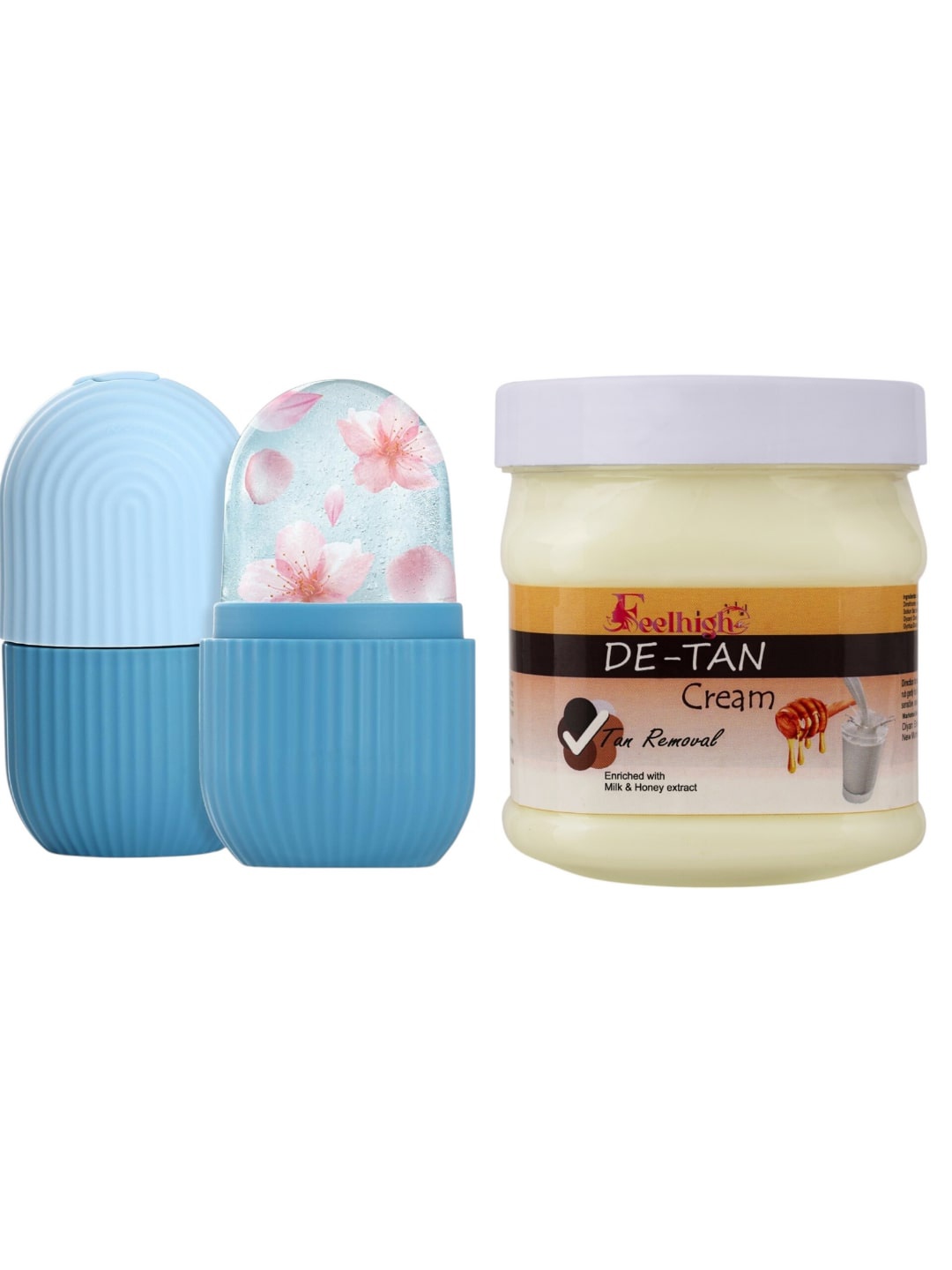 

FEELHIGH Set Of 2 Ice Roller-10ml With De tan Cream -500ml, Green