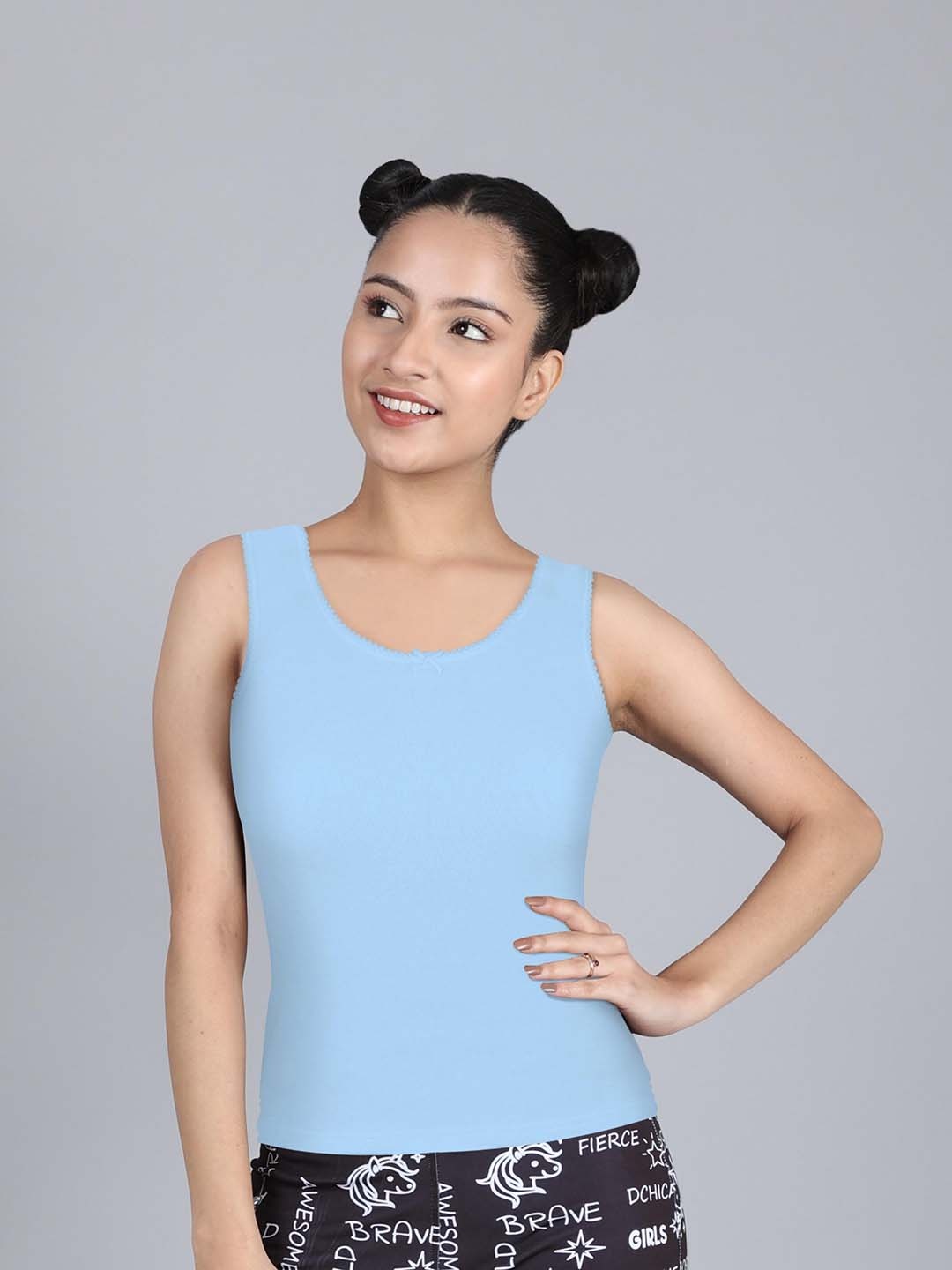

DChica Girls Sleeveless Cotton Camisoles, Blue
