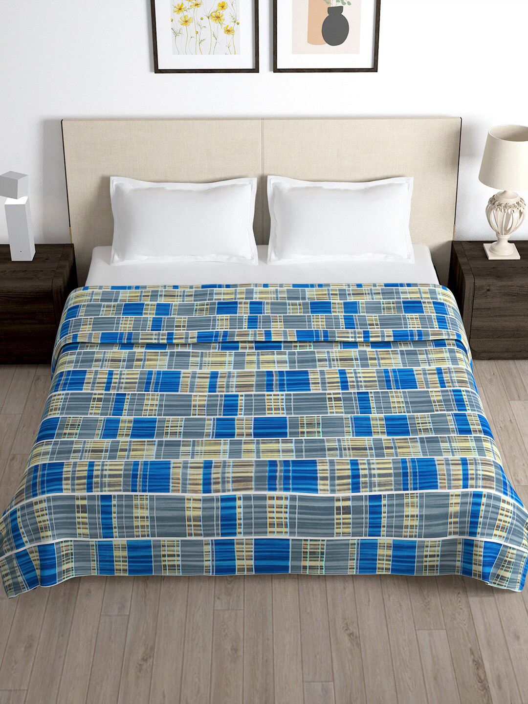 

Story@home Grey & Blue Printed 180 TC Double Size Duvet Cover