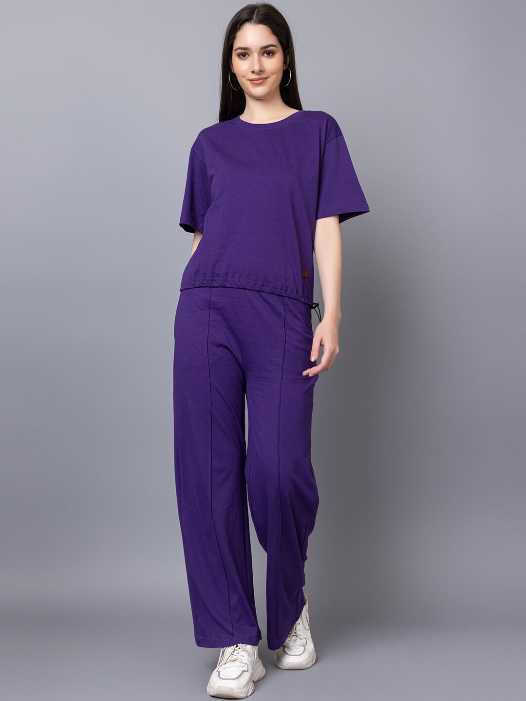 

KEPA Round Neck Top & Trousers Co-Ord Set, Purple