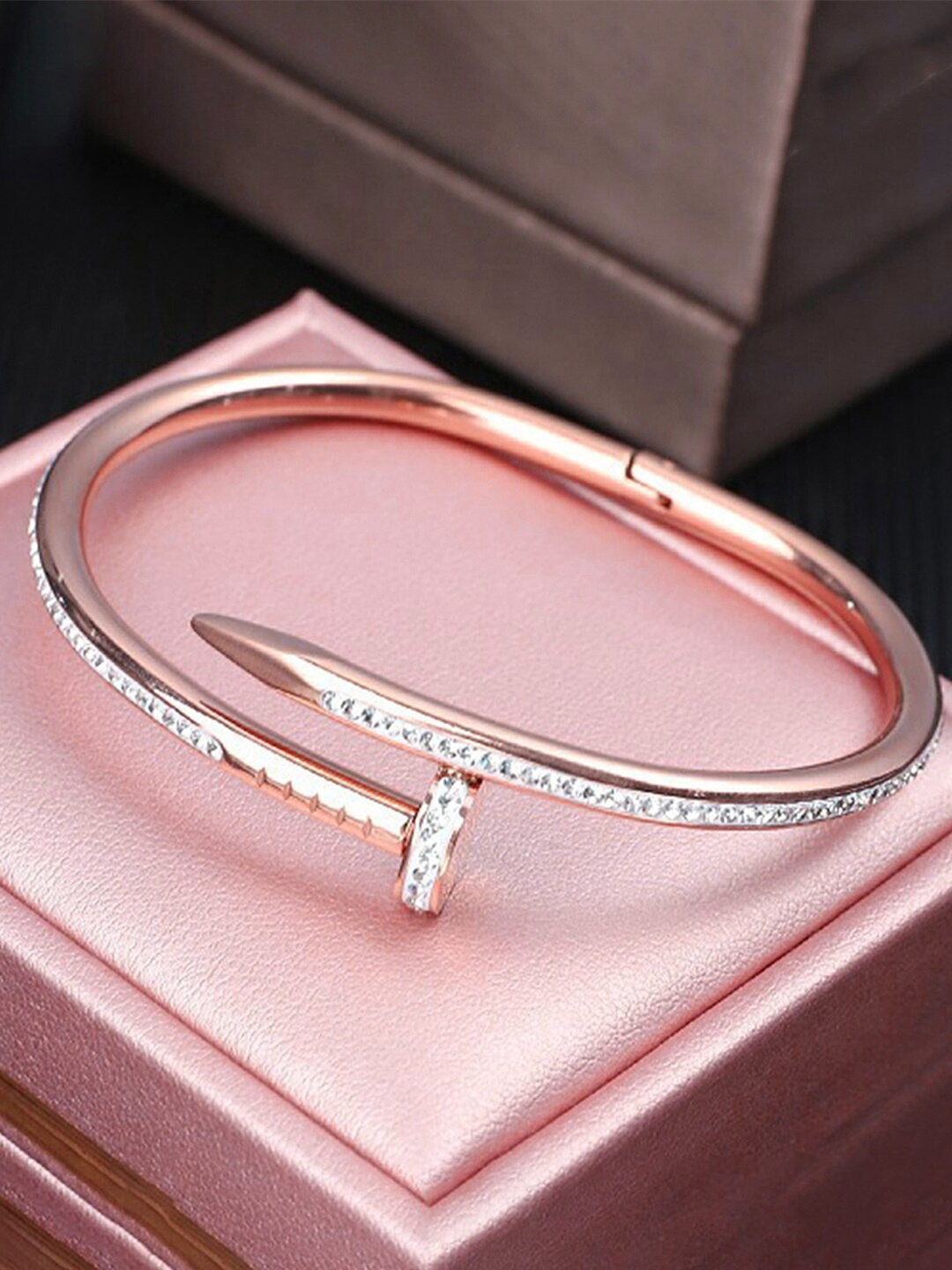 

Designs & You American Diamond Rose Gold-Plated Kada Bracelet