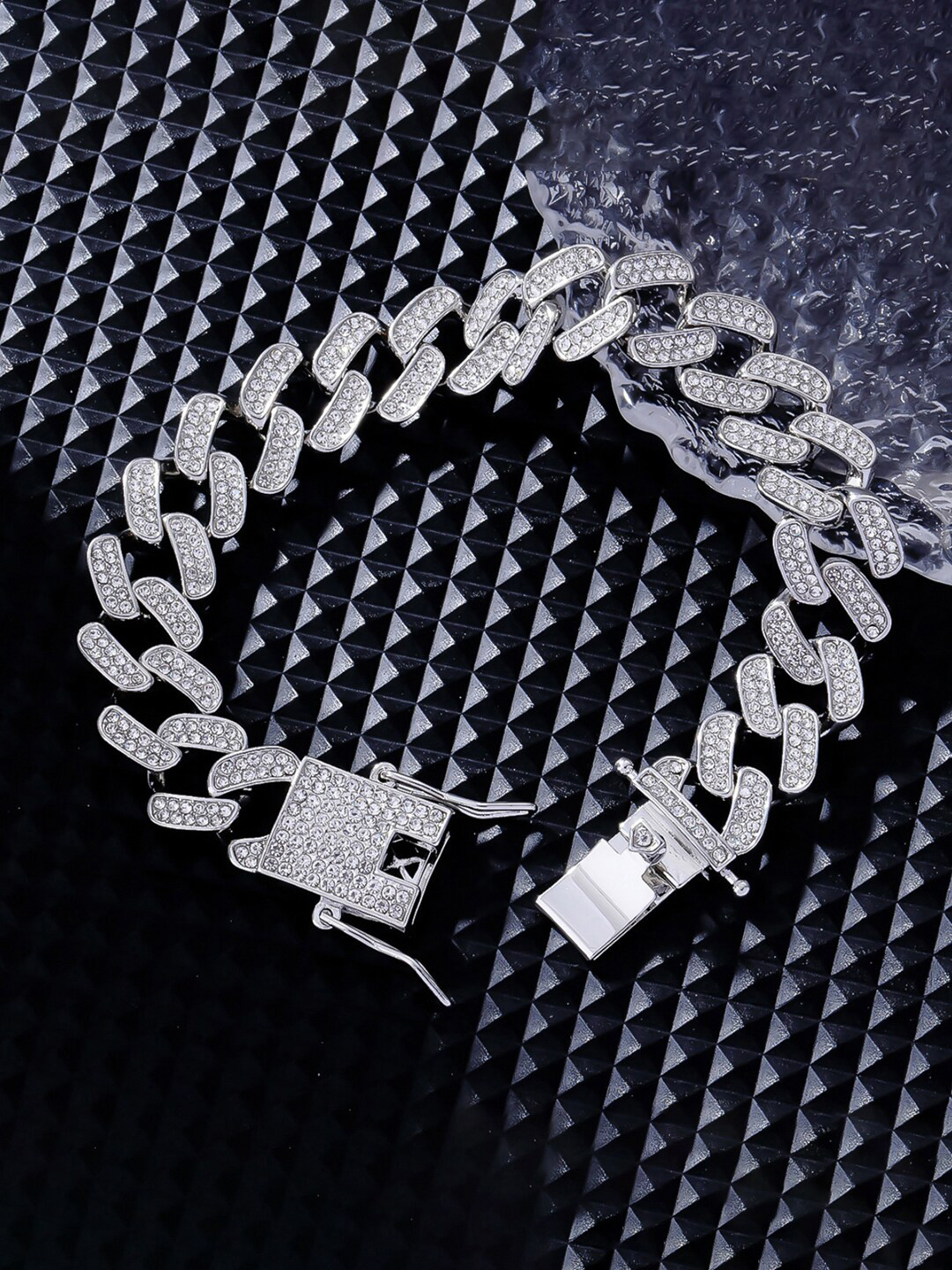 

Designs & You White American Diamond Silver-Plated Link Bracelet