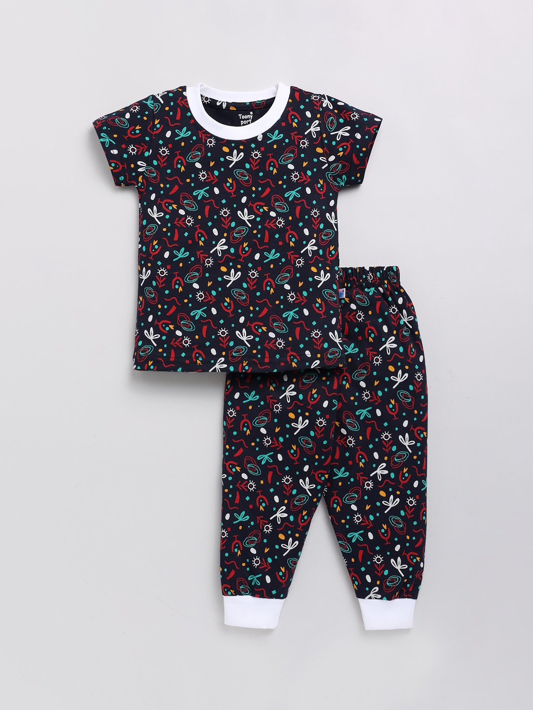 

Toonyport Kids Conversational Printed Pure Cotton Night Suit, Black