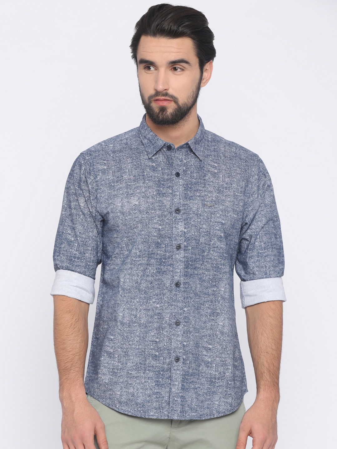 

Pepe Jeans Men Blue Regular Fit Printed Casual Shirt