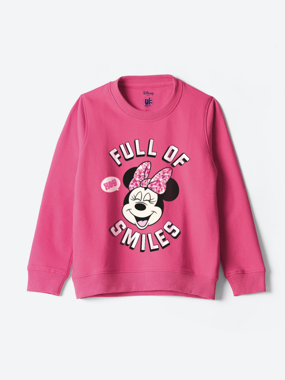 

YK Disney Girls Minnie Mouse Printed Pure Cotton Pullover, Pink