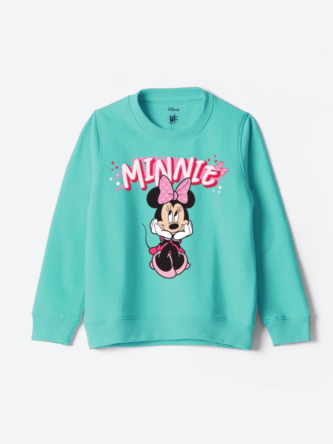 

YK Disney Girls Minnie Mouse Printed Sweatshirt, Turquoise blue