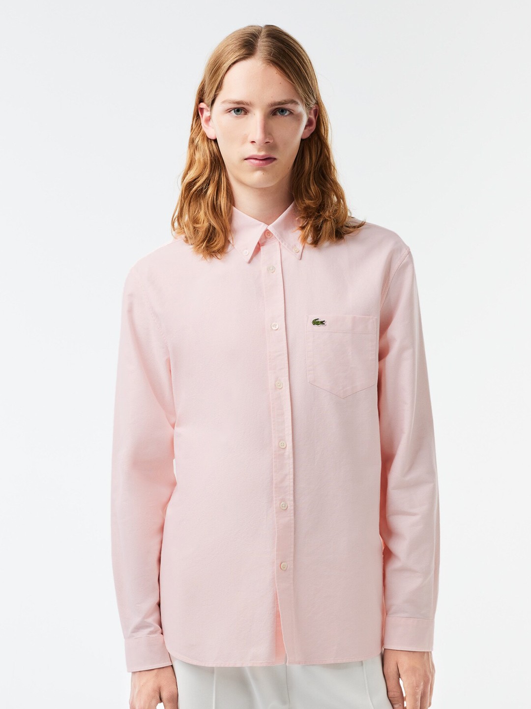 

Lacoste Spread Collar Opaque Casual Shirt, Pink
