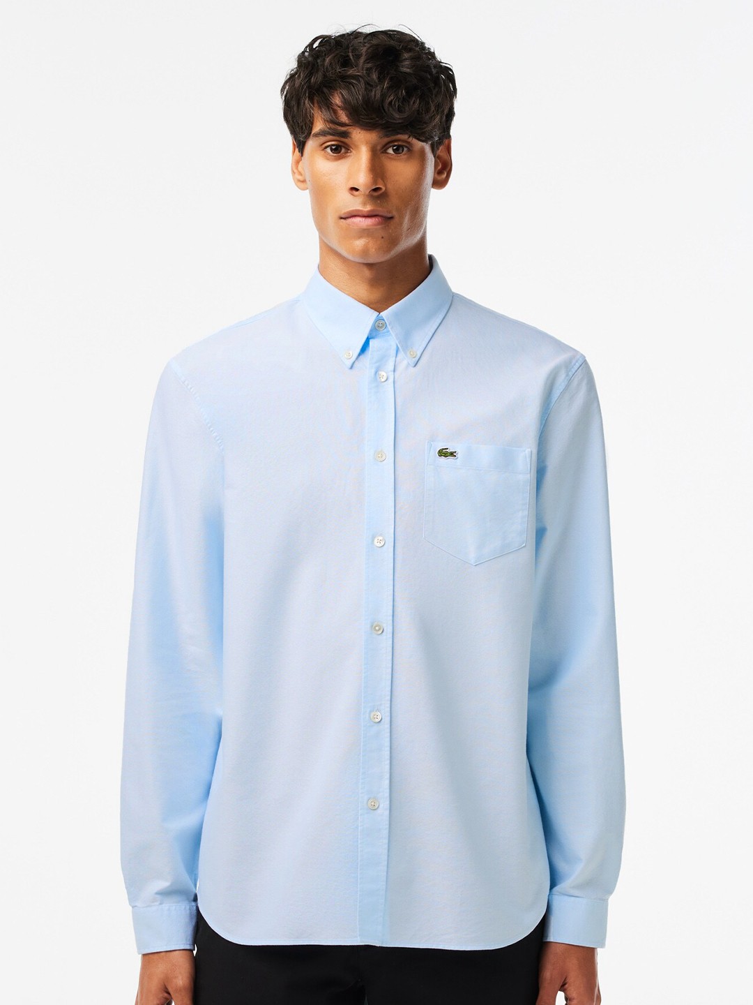 

Lacoste Men Solid Oxford Cotton Casual Shirt, Blue