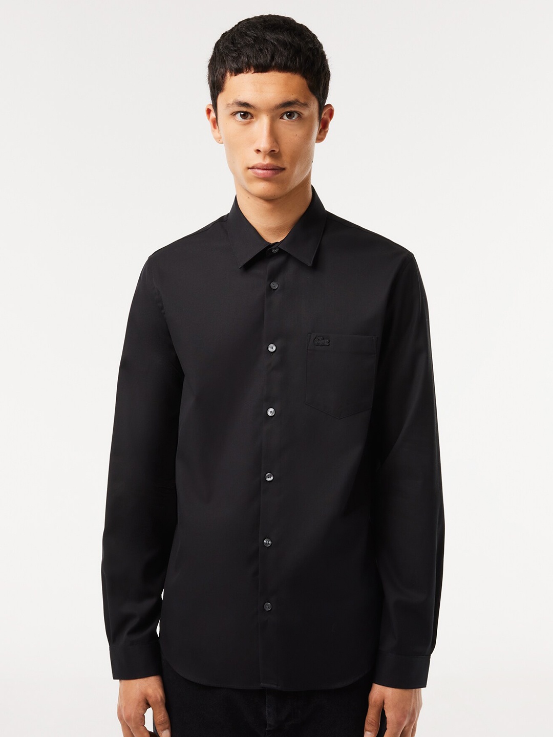 

Lacoste Spread Collar Pure Cotton Casual Shirt, Black