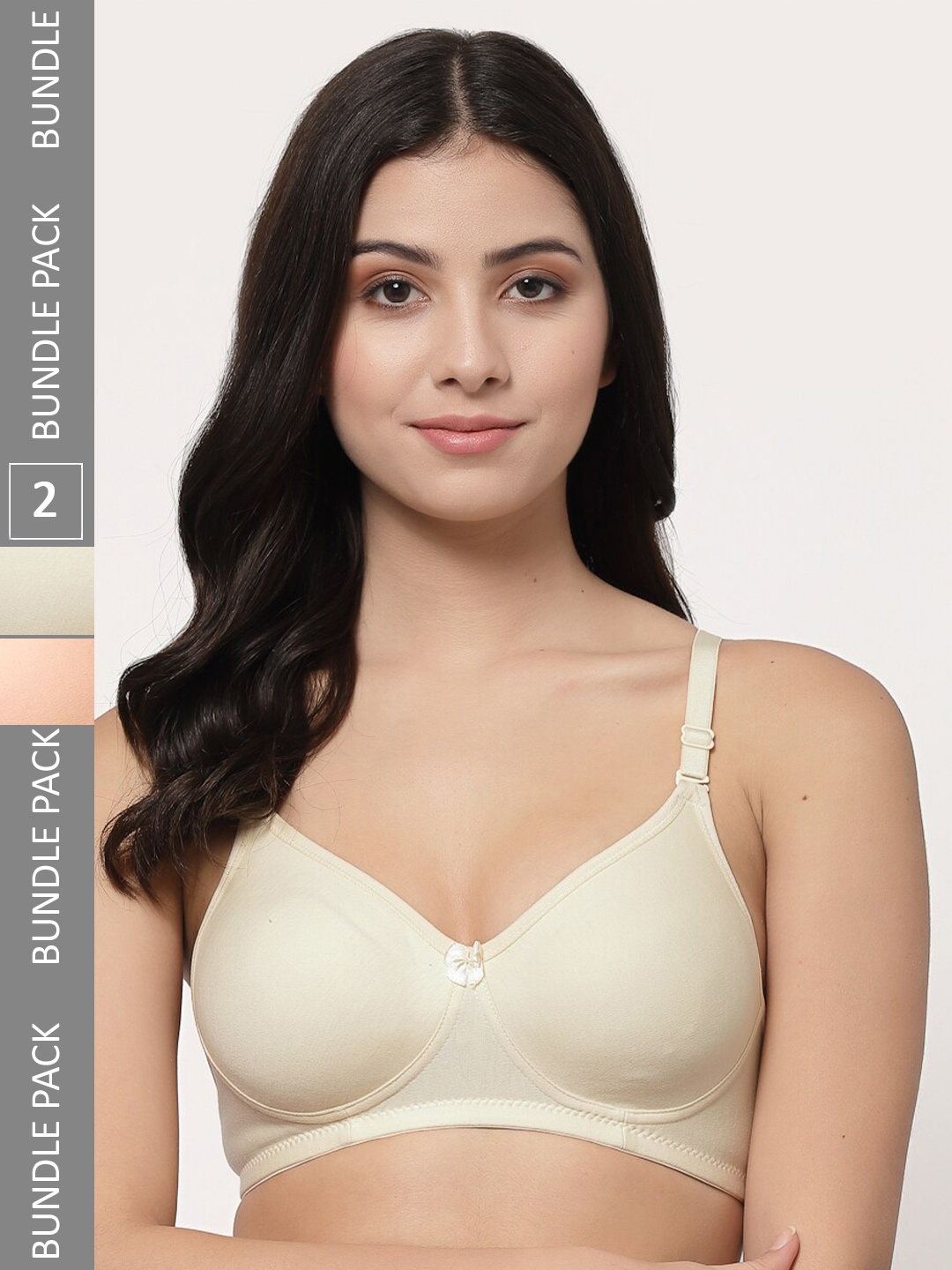 

Docare Pack Of 2 Seamless Full Coverage Lightly Padded Cotton T-Shirt Bra, Cream
