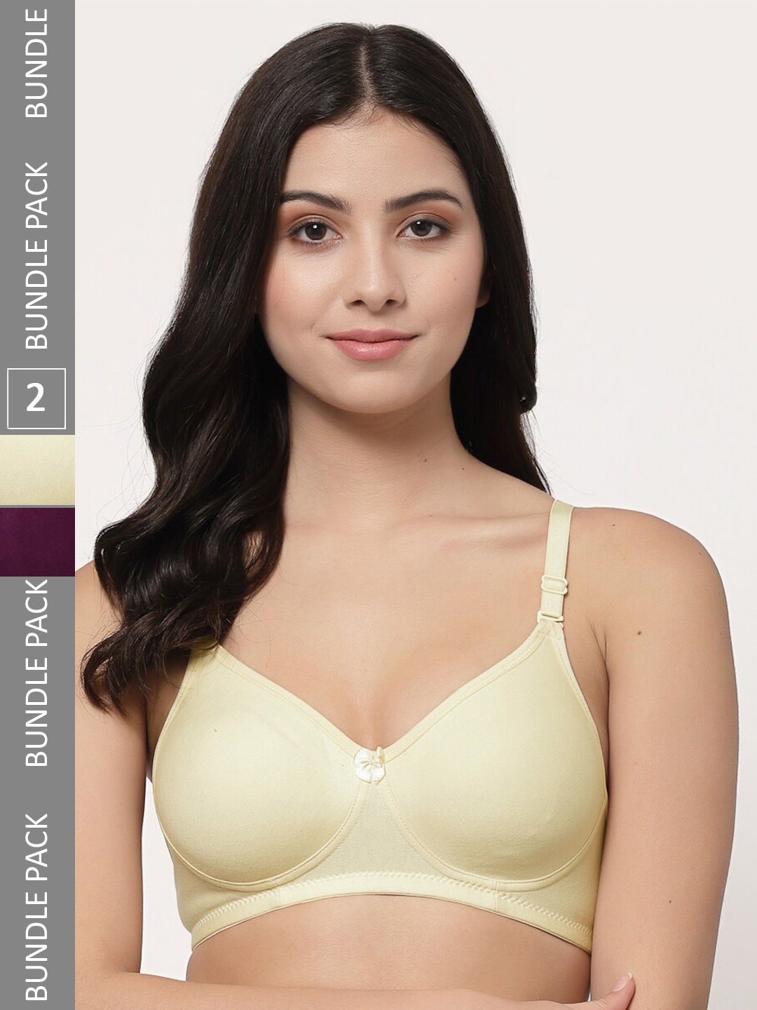 

Docare Pack of 2 Full Coverage Lightly Padded Cotton T-Shirt Bras With All Day Comfort, Yellow