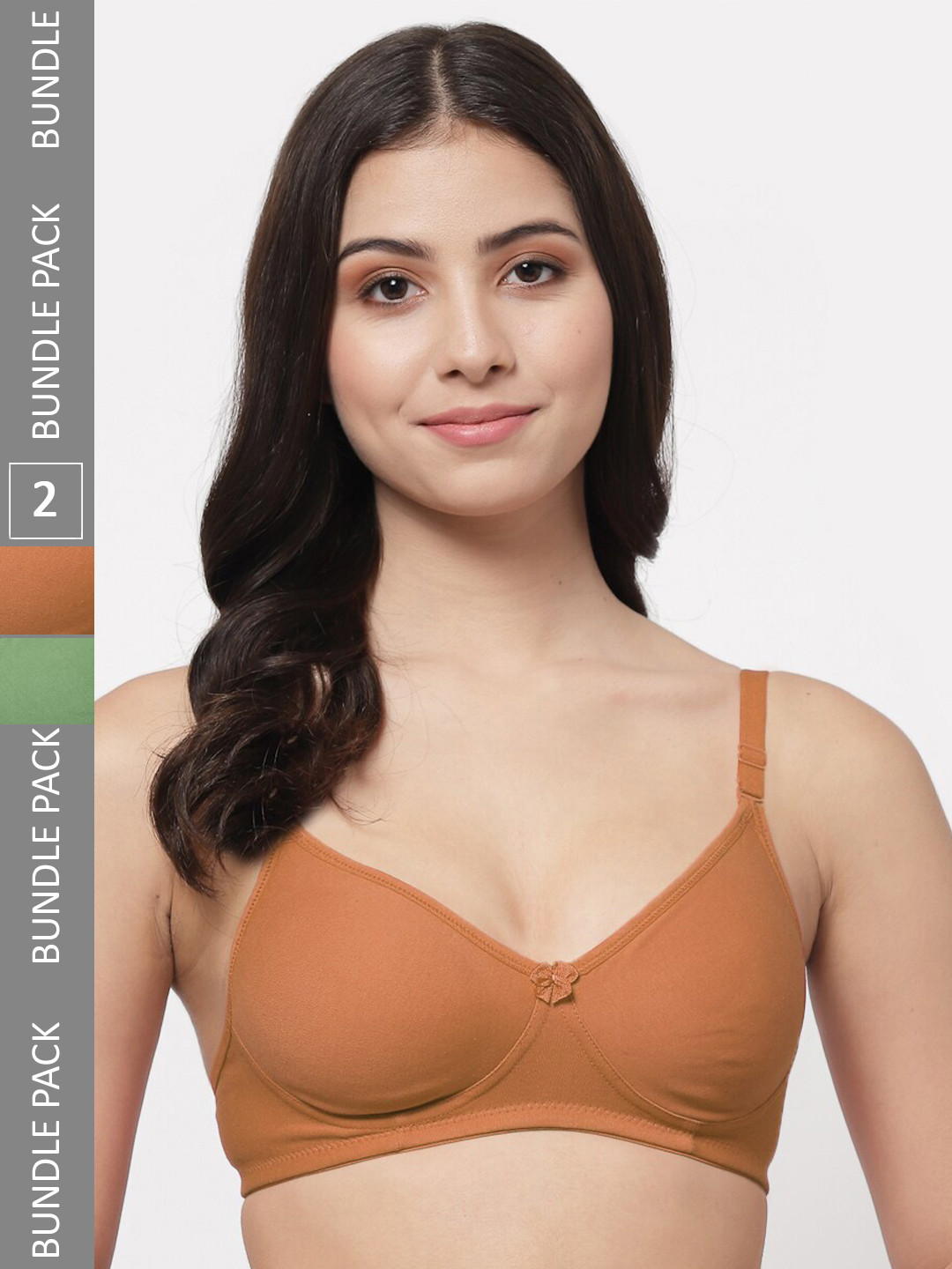 

Docare Pack Of 2 Full Coverage Lightly Padded Cotton T-shirt Bra With All Day Comfort, Brown