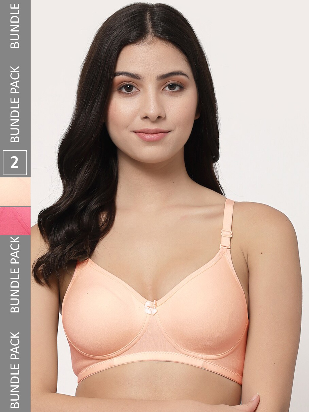 

Docare Pack Of 2 Full Coverage Lightly Padded Cotton T-shirt Bra With All Day Comfort, Pink