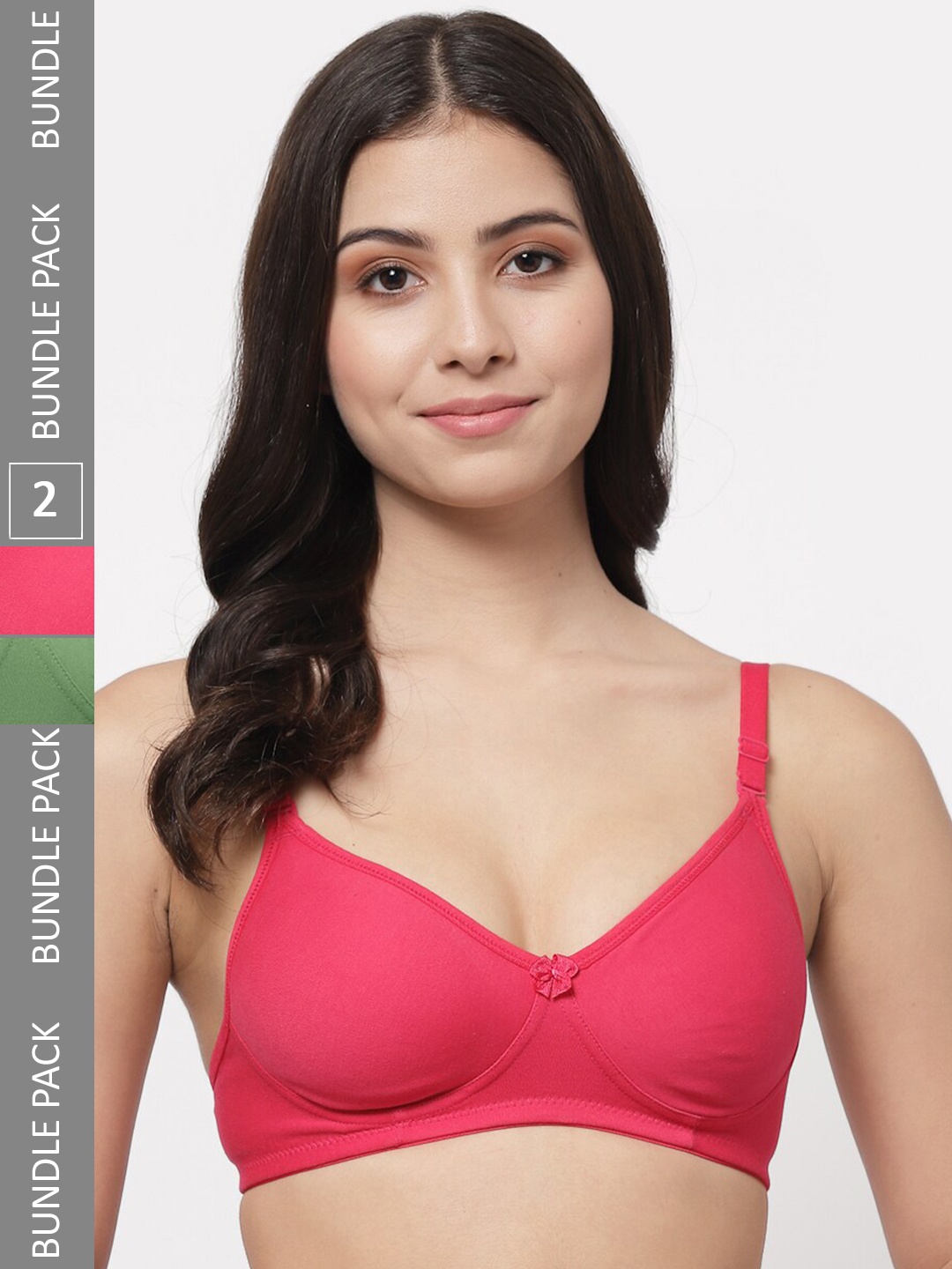 

Docare Pack of 2 Full Coverage Lightly Padded Cotton T-Shirt Bras With All Day Comfort, Pink