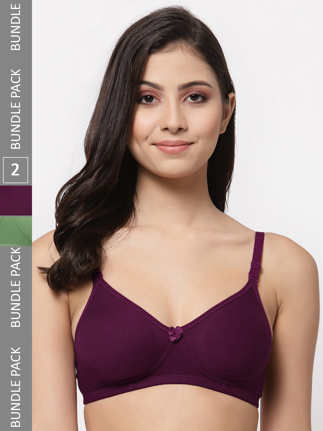 

Docare Pack Of 2 Full Coverage Lightly Padded Cotton T-shirt Bra With All Day Comfort, Green