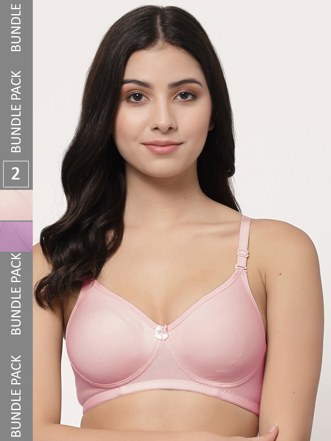 

Docare Pack of 2 Full Coverage Lightly Padded Cotton T-Shirt Bras With All Day Comfort, Pink