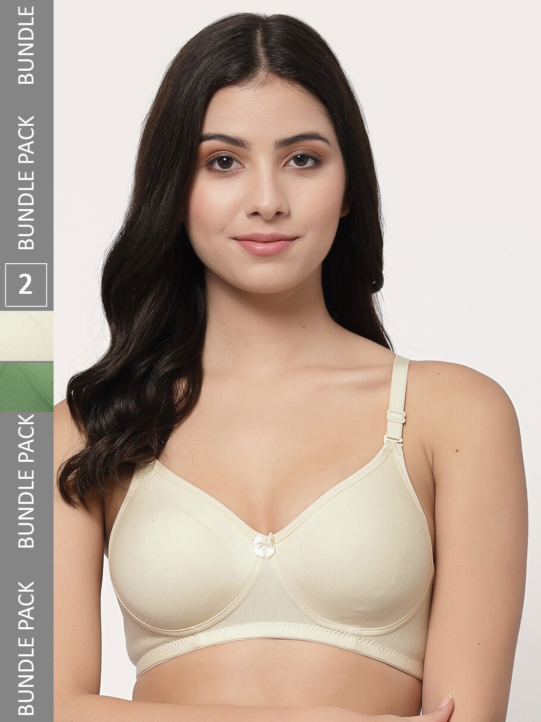 Docare Pack Of 2 Full Coverage Lightly Padded Cotton Bra, Green