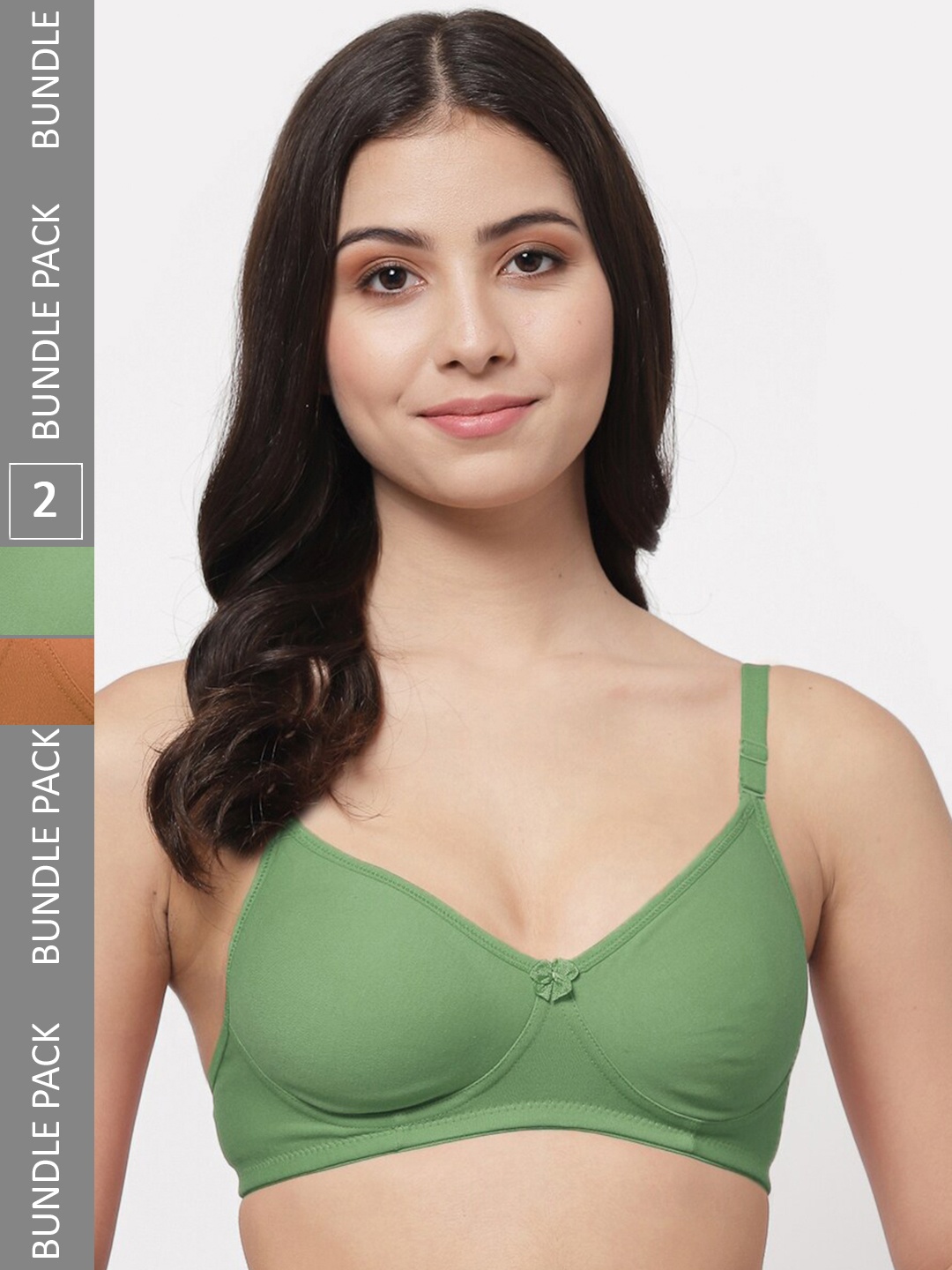 

Docare Pack Of 2 Full Coverage Lightly Padded Cotton T-shirt Bra With All Day Comfort, Green