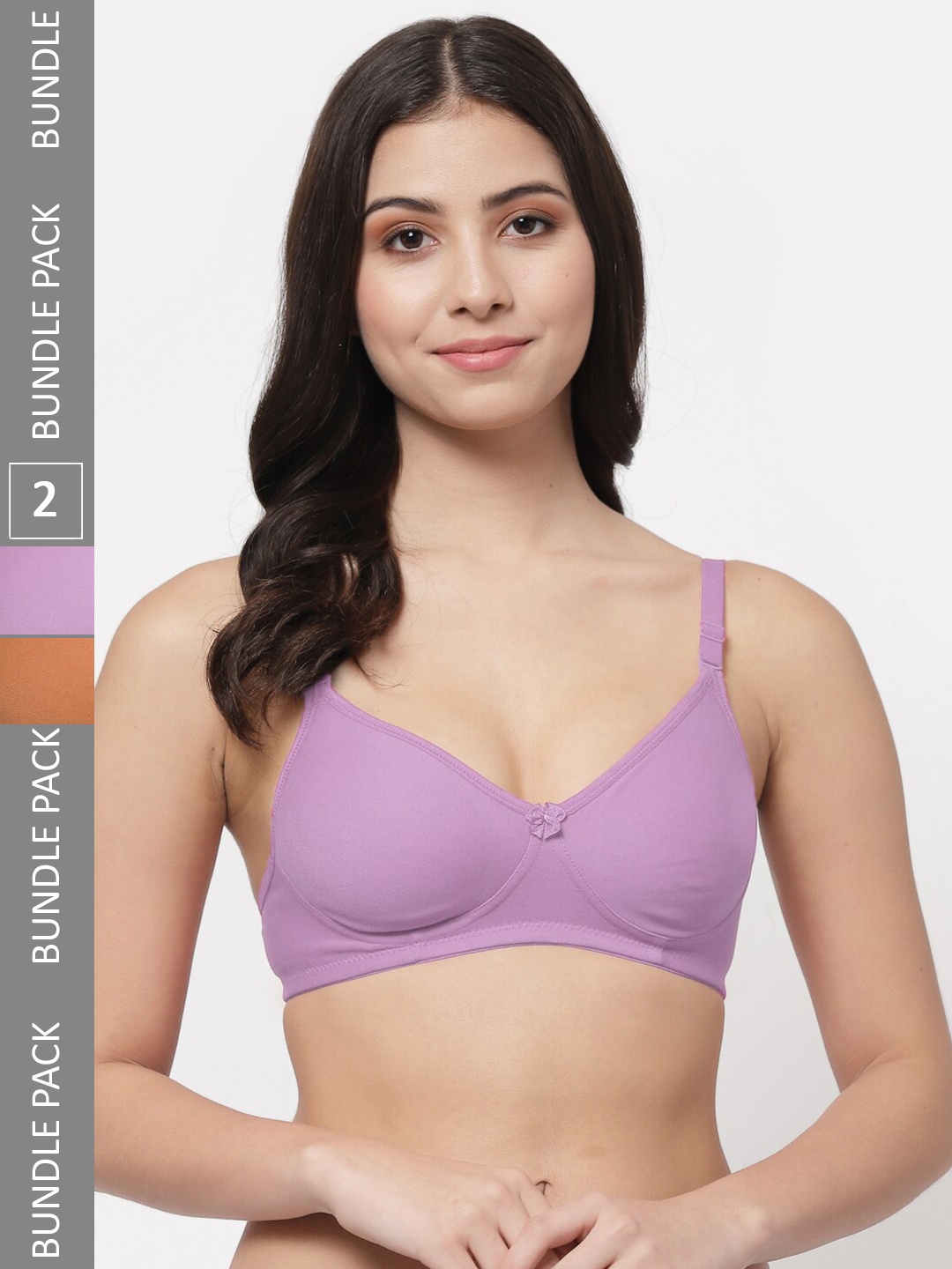 

Docare Pack Of 2 Full Coverage Lightly Padded Cotton T-Shirt Bras With All Day Comfort, Purple