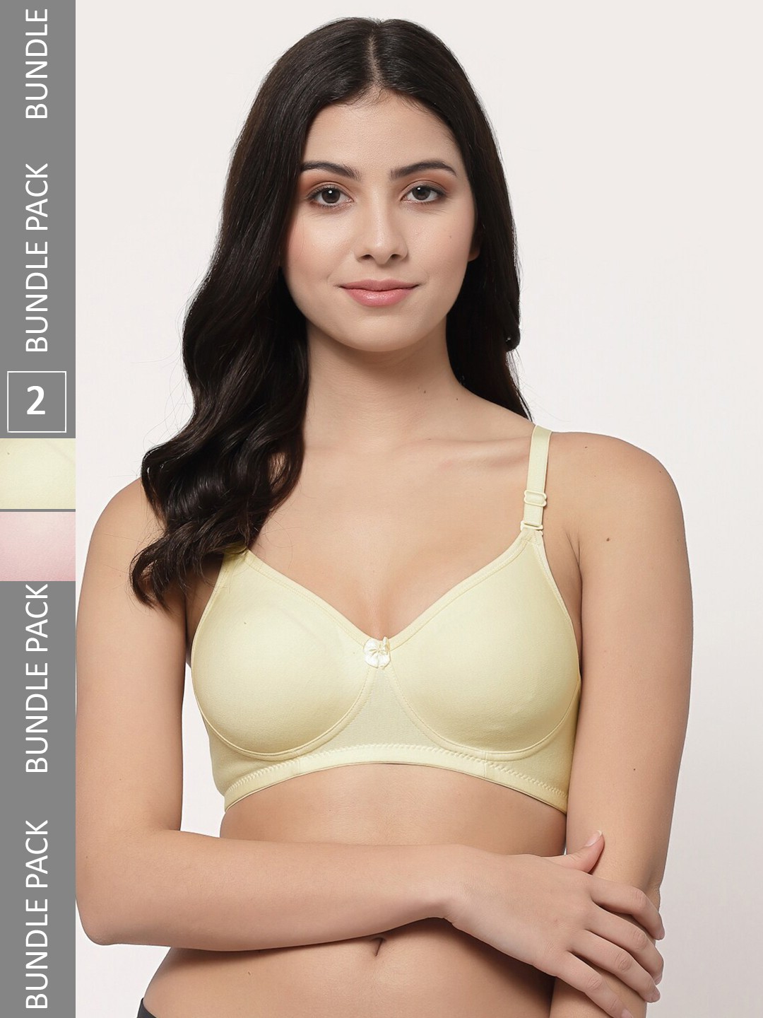 

Docare Pack Of 2 Full Coverage Lightly Padded Cotton T-Shirt Bras With All Day Comfort, Lime green