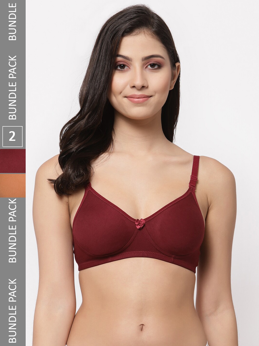 

Docare Pack Of 2 Full Coverage Lightly Padded T-Shirt Bras With All Day Comfort, Maroon