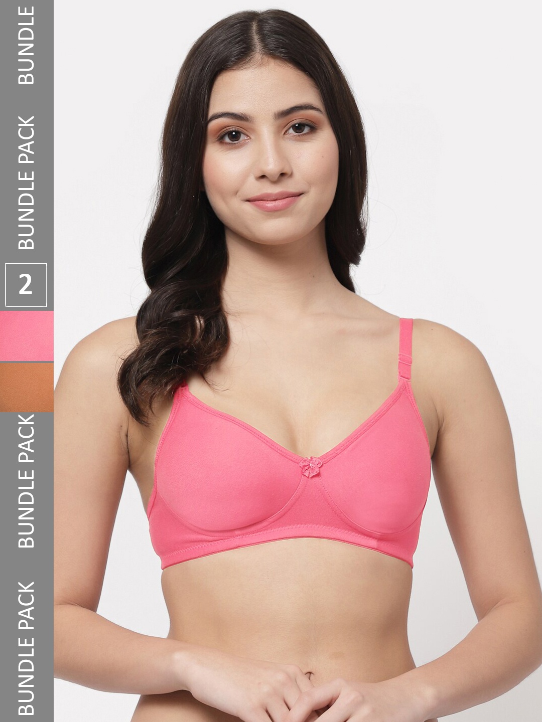 

Docare Pack Of 2 Full Coverage Lightly Padded Cotton T-Shirt Bras With All Day Comfort, Pink