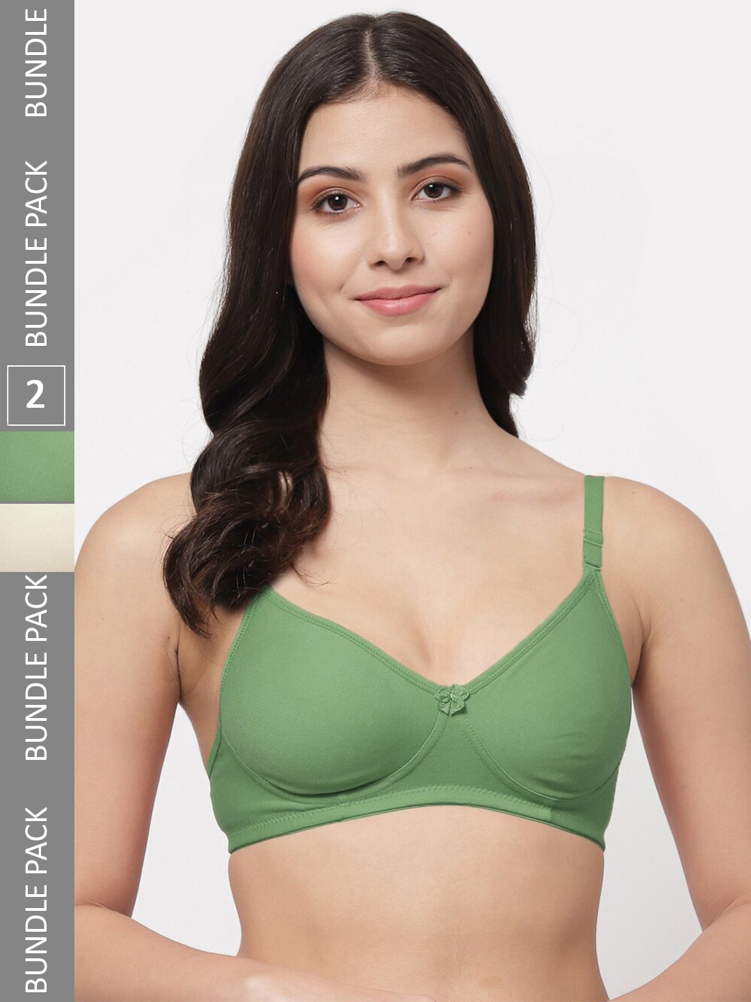 

Docare Pack Of 2 Full Coverage Lightly Padded Cotton T-Shirt Bras With All Day Comfort, Green